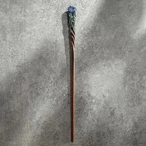 Veronese Design Sapphire Plume Peacock Magic Wand 36 cm (14 1/8 Inch) | Hand-Painted Wizard Prop thumbnail 2