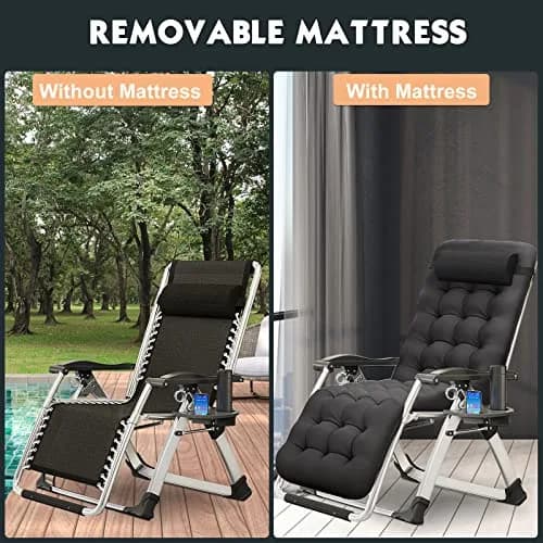 MOPHOTO Zero Gravity Chair Outdoor Padded Lounge Chair Supports up to 200kg thumbnail 3