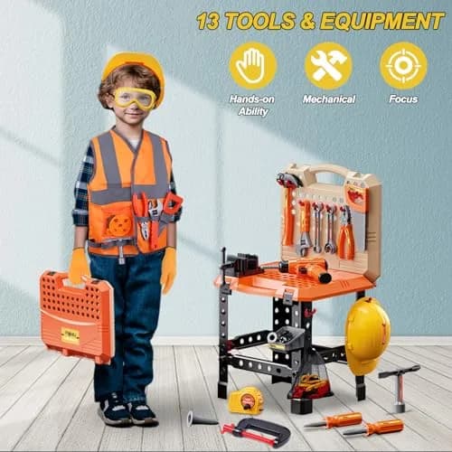 Magic4U Kids Tool Bench 95 Pcs Set | Pretend Play Construction Toys for Age 3-8 thumbnail 5