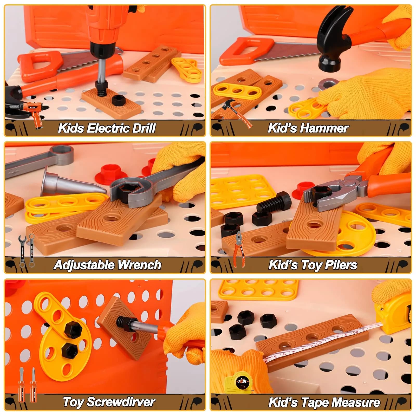 Magic4U Kids Tool Bench 95 Pcs Set | Pretend Play Construction Toys for Age 3-8 - view 6