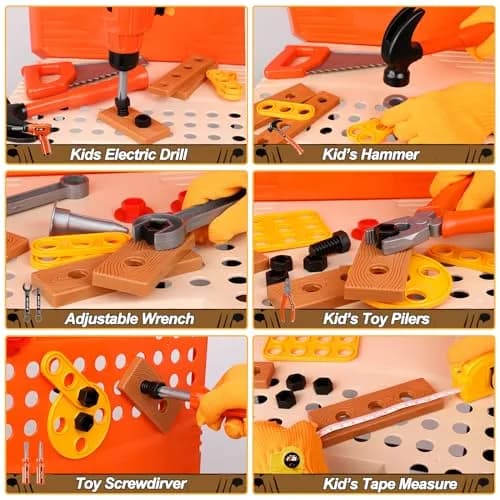 Magic4U Kids Tool Bench 95 Pcs Set | Pretend Play Construction Toys for Age 3-8 thumbnail 6