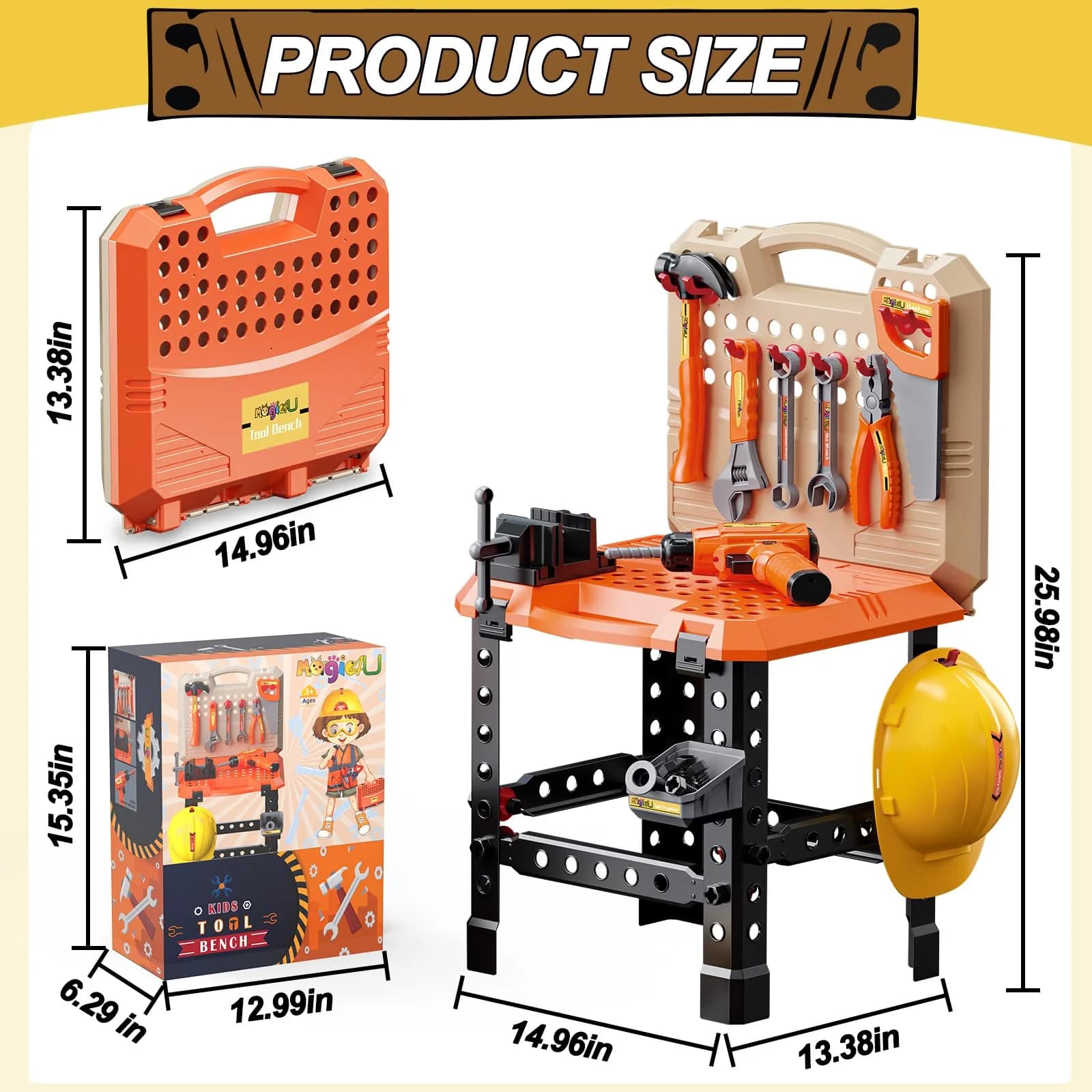 Magic4U Kids Tool Bench 95 Pcs Set | Pretend Play Construction Toys for Age 3-8 - view 7