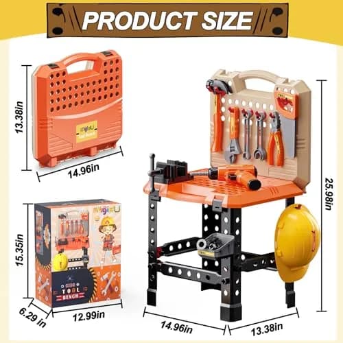 Magic4U Kids Tool Bench 95 Pcs Set | Pretend Play Construction Toys for Age 3-8 thumbnail 7