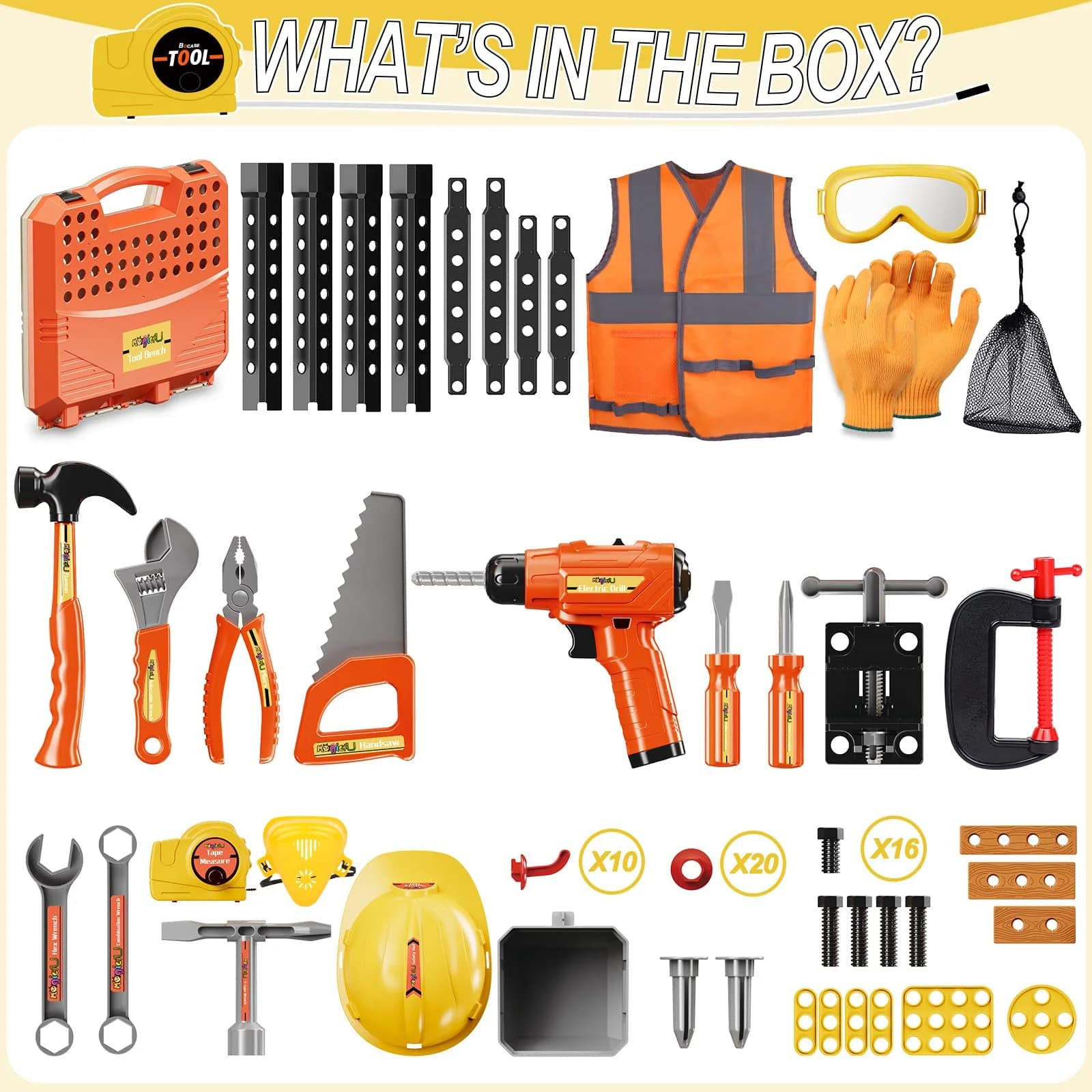 Magic4U Kids Tool Bench 95 Pcs Set | Pretend Play Construction Toys for Age 3-8 - view 2