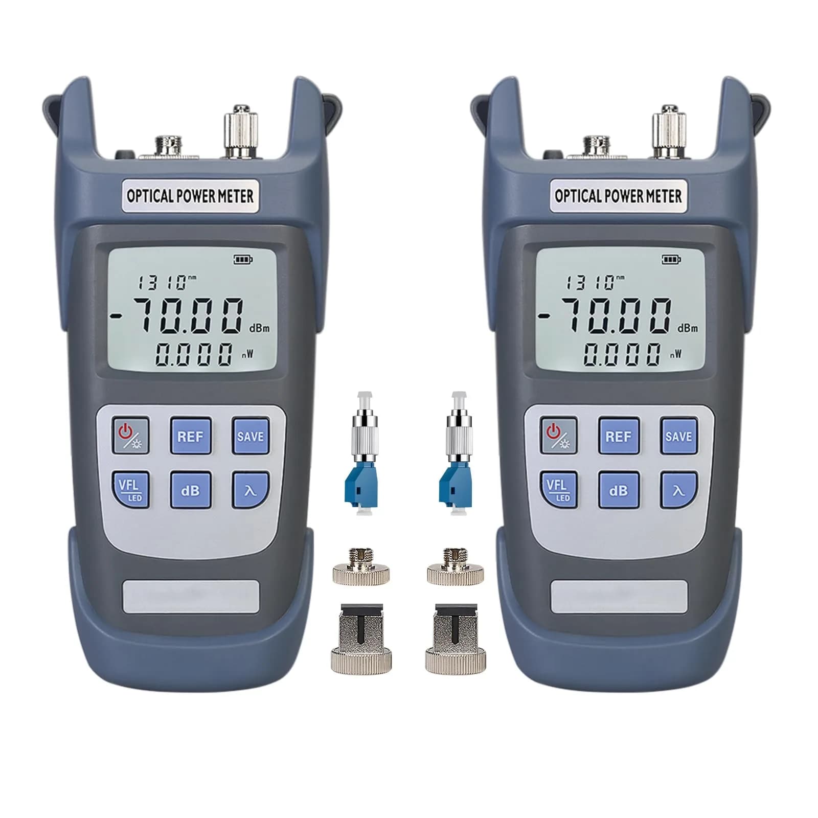 fyboptwu 3-in-1 Fiber Tester OPM+VFL with LED, 2-Pack | Optical Power Meter & Visual Fault Locator — 2-Pack