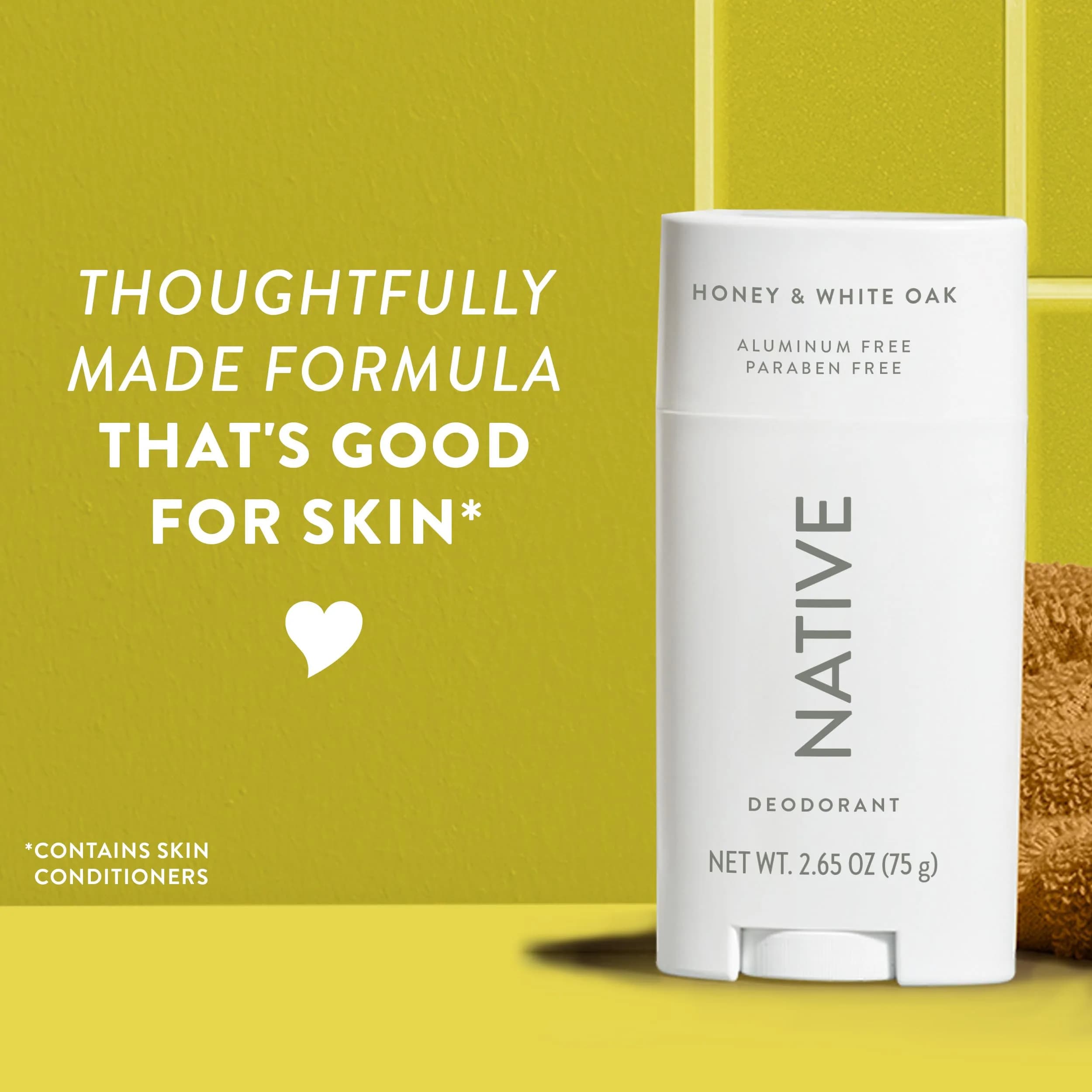 Native Honey & White Oak Natural Deodorant Stick 77g (2.65oz) | 72-Hour Odor Control - view 5