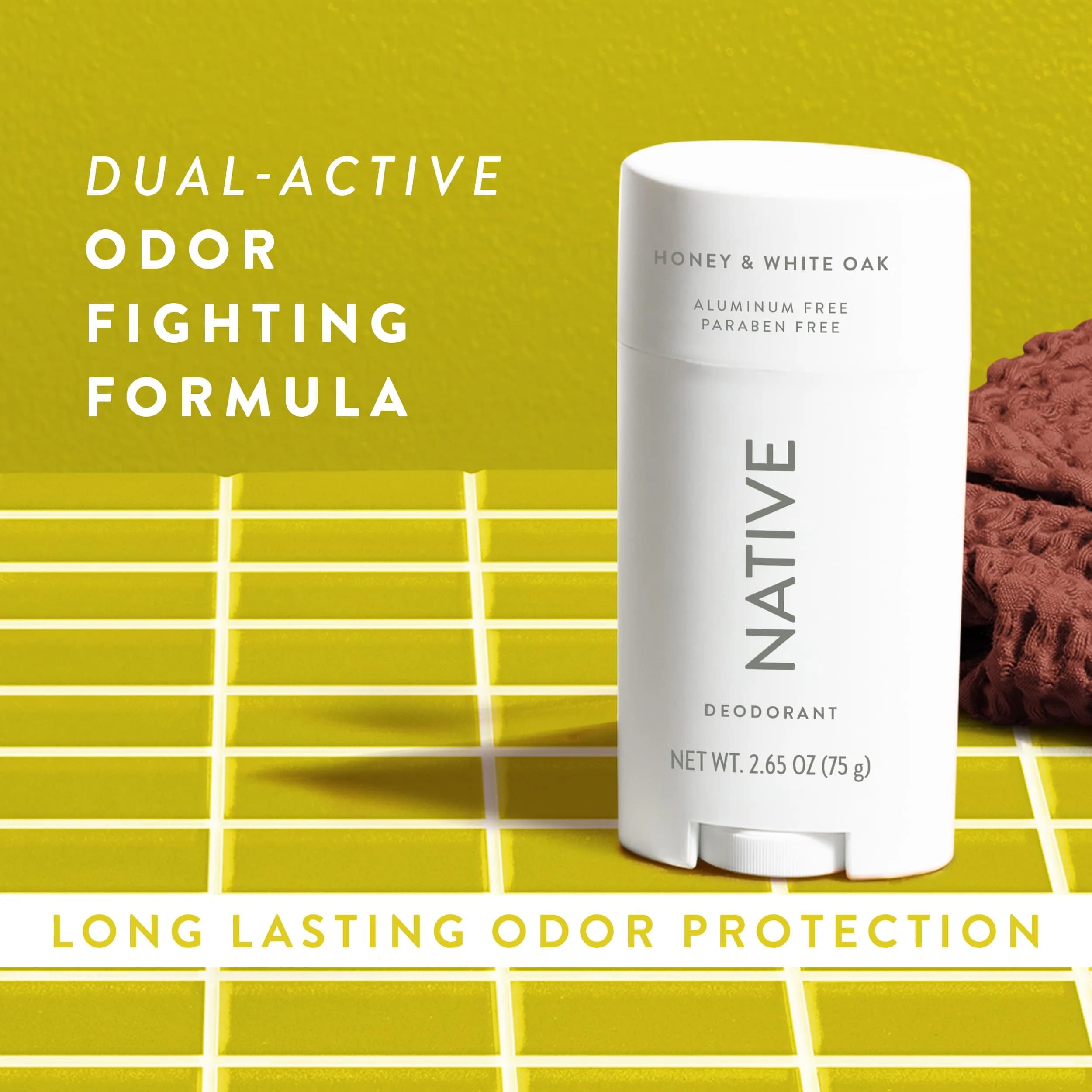 Native Honey & White Oak Natural Deodorant Stick 77g (2.65oz) | 72-Hour Odor Control - view 7
