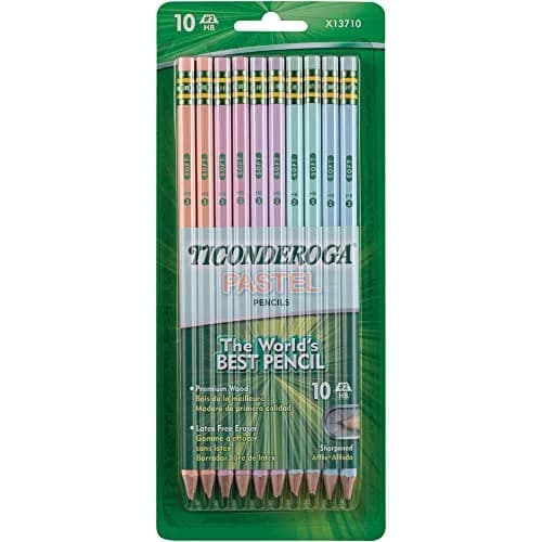 Ticonderoga Wood-Cased Pencils (24 Count) & Pastel Pencils (10 Count) | Smooth Graphite & Latex-Free Erasers thumbnail 2