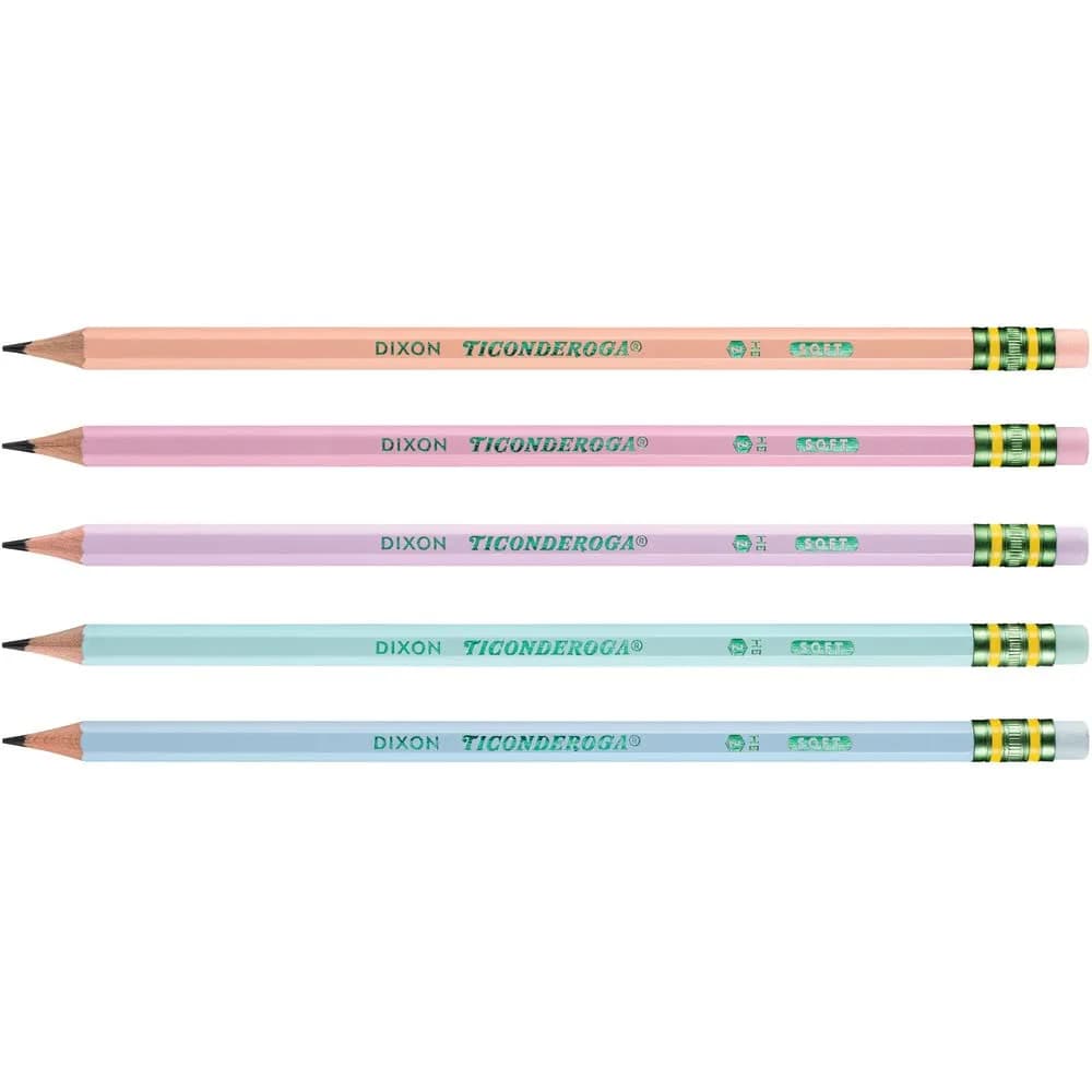 Ticonderoga Wood-Cased Pencils (24 Count) & Pastel Pencils (10 Count) | Smooth Graphite & Latex-Free Erasers - view 4