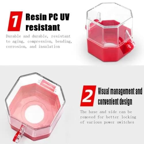 Hdtyyln Emergency Stop Protection Cover 55mm x 55mm x 77mm | Transparent Plastic Safety Cover thumbnail 3