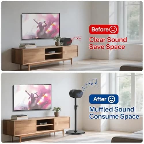 Chunxiao Heavy-Duty Speaker Stand for Sonos Era 300 | Black 1 Pack | 81cm (31.9") to 103cm (40.5") Height Adjustable thumbnail 5