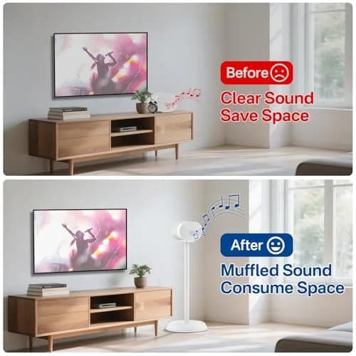 Chunxiao Heavy-Duty Speaker Stand for Sonos Era 300, White | 99.9 cm (39.4 Inches) Floor Speaker Stand with Cable Management thumbnail 5