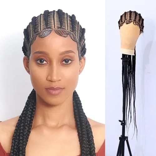 Wow Braids 32" Full 360 HD Lace Front Cornrow Braided Wig for Women | Synthetic Handmade Edgy Style thumbnail 1