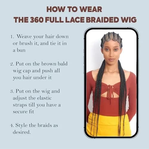 Wow Braids 32" Full 360 HD Lace Front Cornrow Braided Wig for Women | Synthetic Handmade Edgy Style thumbnail 7