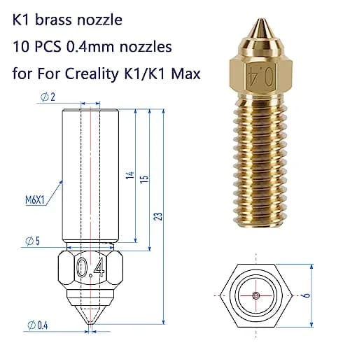 LANKEGU 10PCS Brass Nozzles Kit 0.4mm | High Speed 3D Printer Nozzle for Creality K1, K1 Max, CR-M4 thumbnail 2