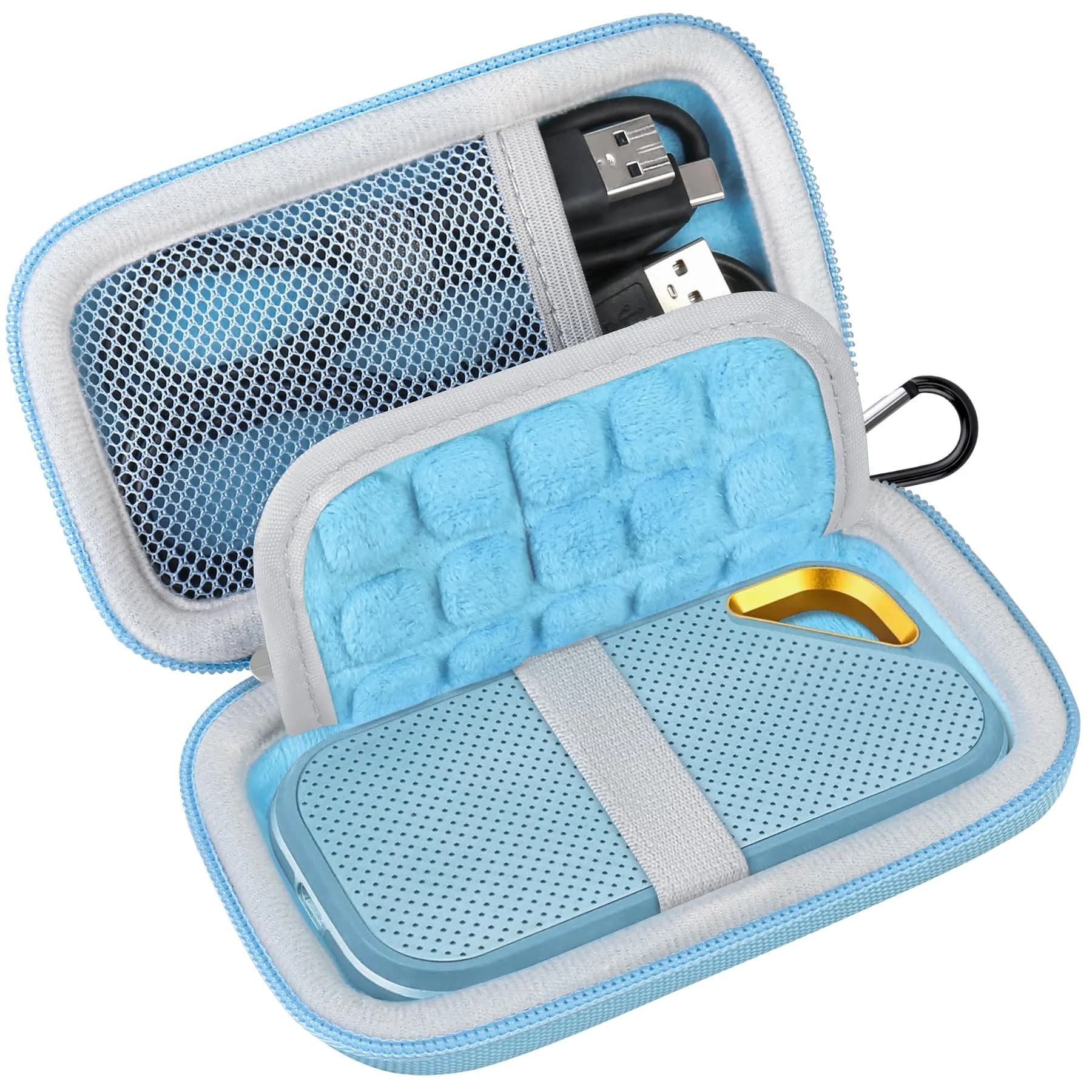 Lacdo Hard Carrying Case for SanDisk Portable SSD 500GB 1TB 2TB 4TB 8TB | Shockproof EVA Storage Bag — Sky Blue