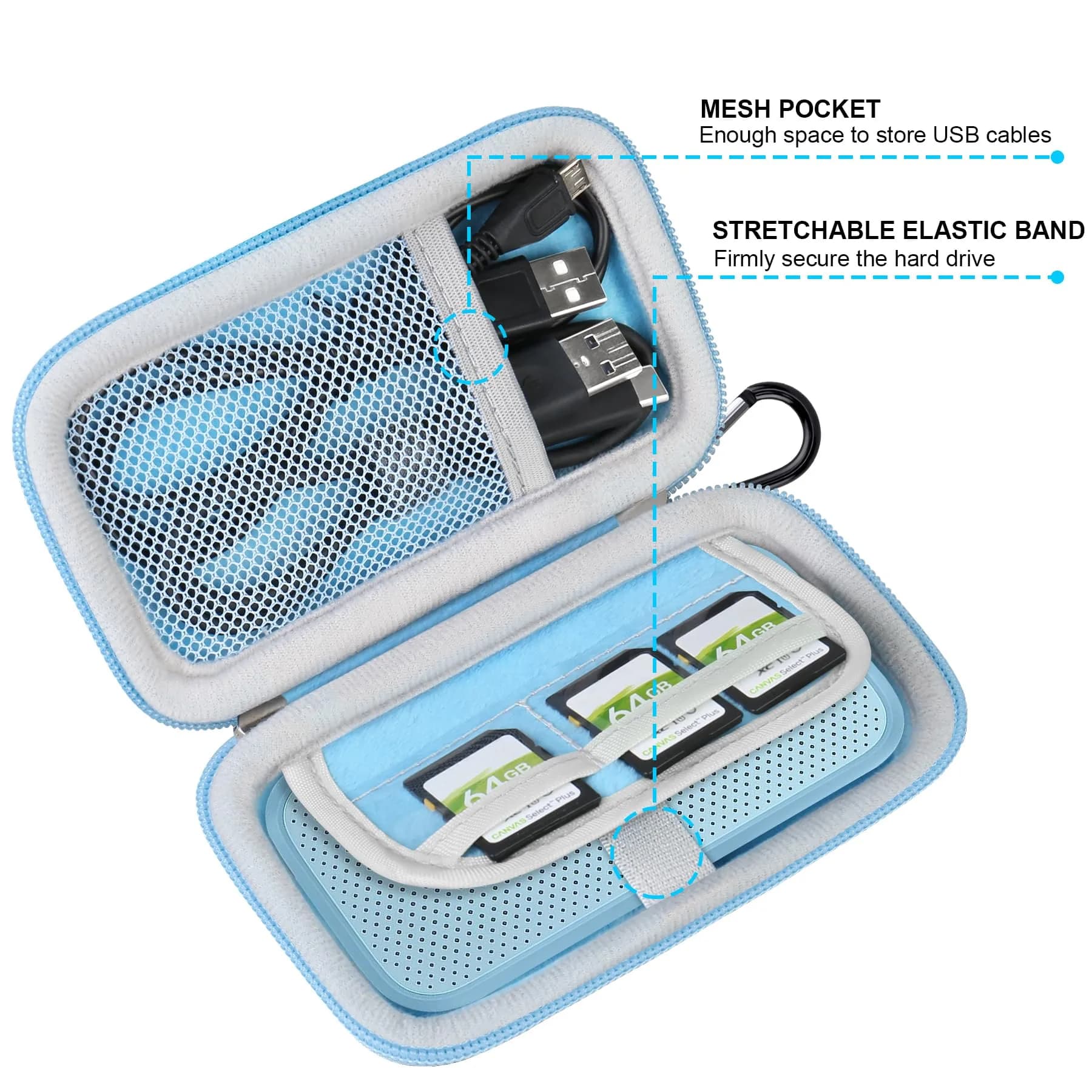 Lacdo Hard Carrying Case for SanDisk Portable SSD 500GB | Shockproof Water-Resistant Travel Bag thumbnail 4