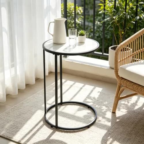 RiteSune C-Shaped Side Table 15.75 x 24.5 inches | Space-Saving Modern End Table thumbnail 1