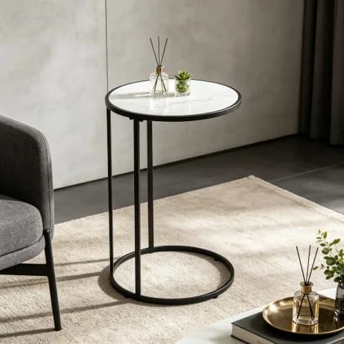 RiteSune C-Shaped Side Table 15.75 x 24.5 inches | Space-Saving Modern End Table thumbnail 5