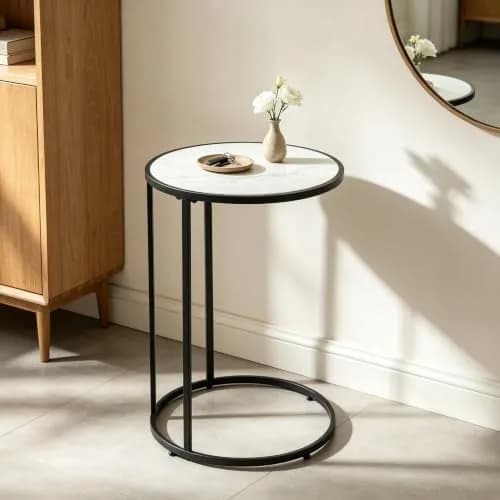 RiteSune C-Shaped Side Table 15.75 x 24.5 inches | Space-Saving Modern End Table thumbnail 6