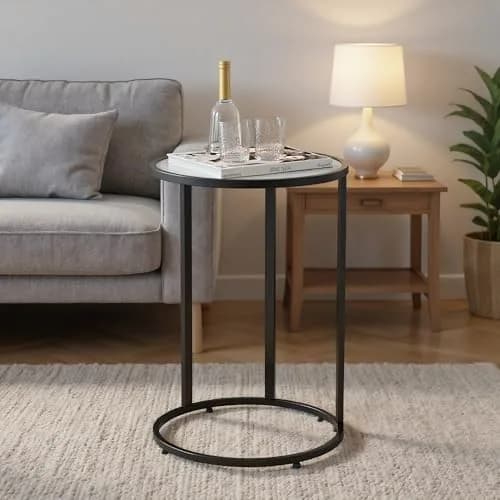 RiteSune C-Shaped Side Table 15.75 x 24.5 inches | Space-Saving Modern End Table thumbnail 8