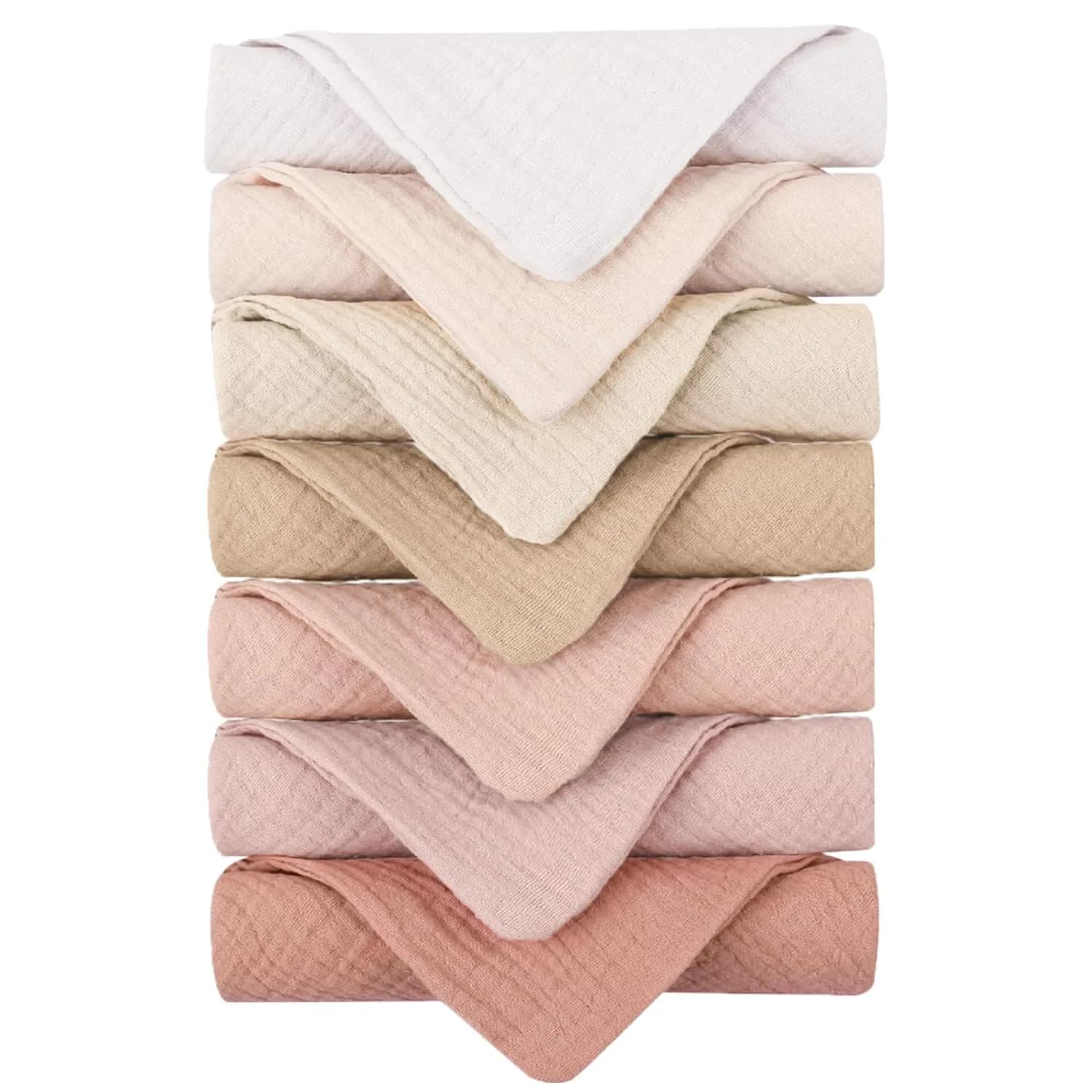 Konssy 7 Pack Muslin Baby Washcloths 28cm x 28cm | Ultra-Soft Cotton for Delicate Skin — Pink