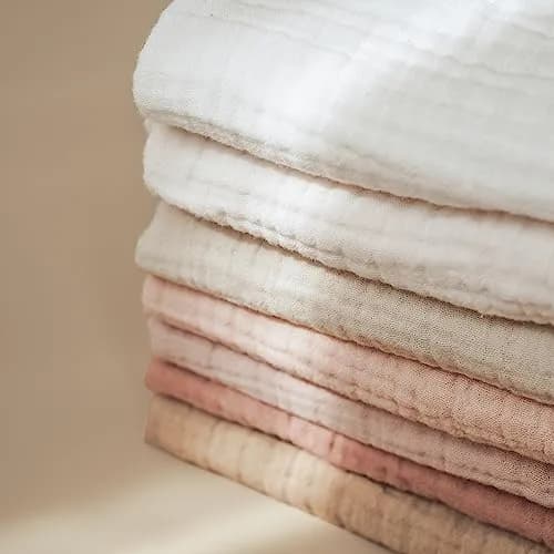 Konssy 7 Pack Muslin Baby Washcloths 28cm x 28cm (11"x11") | Soft Cotton Baby Bath Towels for Newborns thumbnail 4
