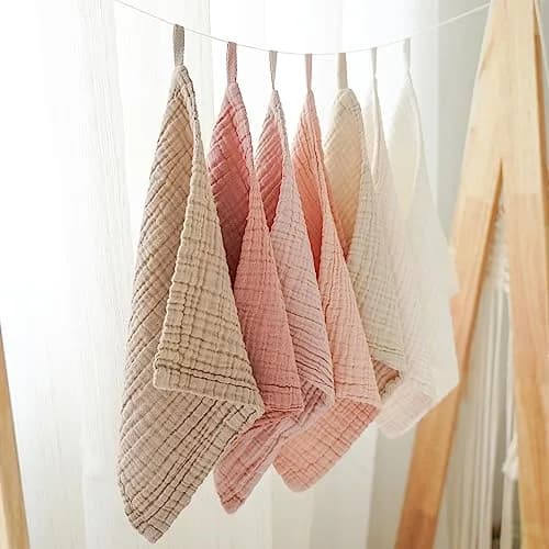 Konssy 7 Pack Muslin Baby Washcloths 28cm x 28cm (11"x11") | Soft Cotton Baby Bath Towels for Newborns thumbnail 7
