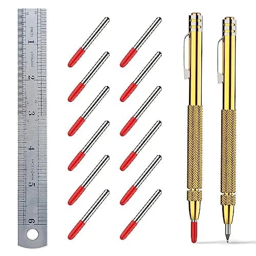 Glieskir 2-Pack Tungsten Carbide Scriber Set with Magnet, Ruler and 12 Tips | Precision Marking Tools for Craftsmen (70-120 chars) thumbnail 1