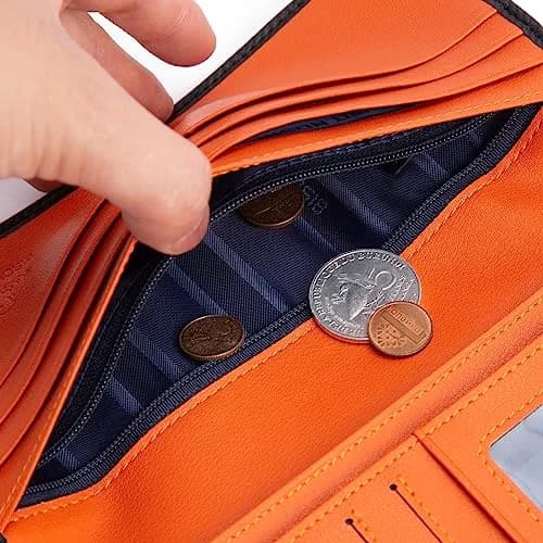 BISON DENIM Long Wallet for Men with AirTag Holder, RFID Leather Bifold | Slim, Organized, Genuine Cowhide thumbnail 6