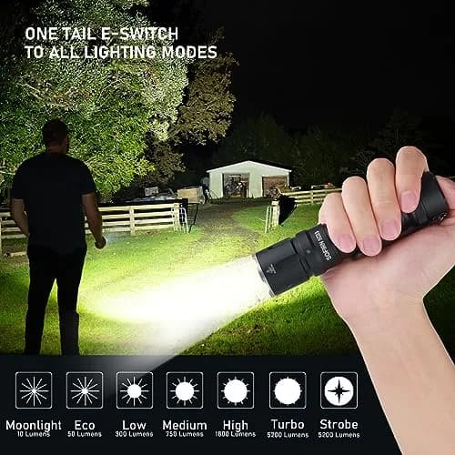 CSTEBOKE SC33 Tactical Flashlight 5200 Lumens | USB Rechargeable, 327m Beam Distance thumbnail 3