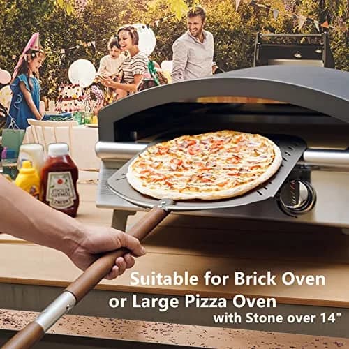 Q Pizza Perforated Pizza Peel 14" x 42" with Detachable Wood Handle & Rolling Pin Function | Lightweight Aluminum, Non-Stick, Oven-Safe thumbnail 5