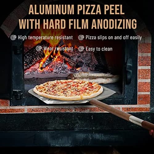 Q Pizza Perforated Pizza Peel 14" x 42" with Detachable Wood Handle & Rolling Pin Function | Lightweight Aluminum, Non-Stick, Oven-Safe thumbnail 6