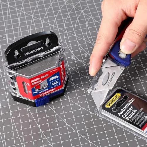 WORKPRO Utility Knife Blades 50 Pack with Dispenser | SK5 Steel Replacement Blades for DIY & Professional Use thumbnail 8