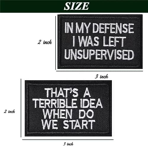 TXSN "In My Defense I Was Left Unsupervised" Morale Patch 8cm x 5cm (2" x 3.2") | Tactical Hook & Loop Embroidery thumbnail 2