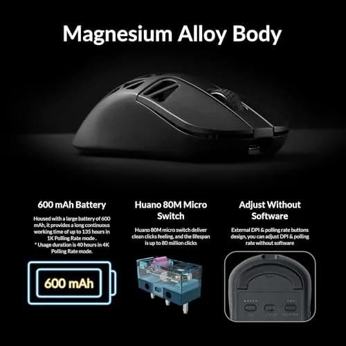 Keychron M3 Mini 4K Wireless Bluetooth 5.1/2.4 GHz/Wired Optical Mouse | Ultra-Lightweight 65g Programmable PixArt 3395 Sensor thumbnail 8