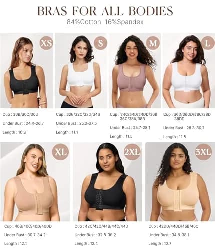 BRABIC Women Front Closure Post Surgery Compression Bra for Mastectomy, Small Black | High Support Recovery Support thumbnail 5