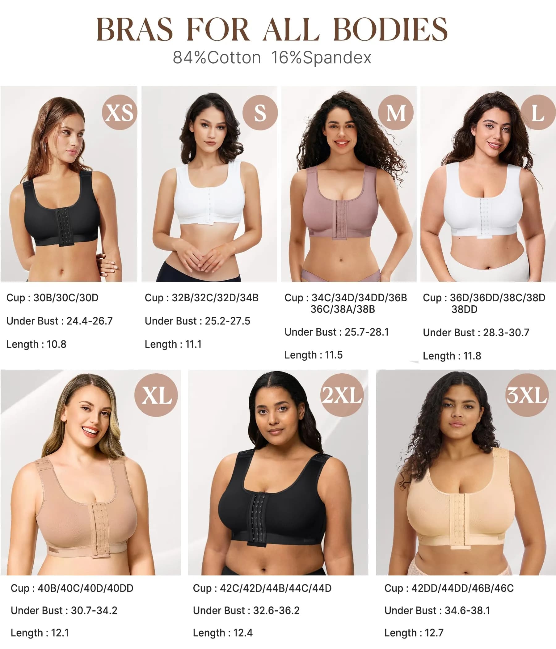 BRABIC Women Front Closure Post Surgery Compression Bra for Mastectomy, Small Black | High Support Recovery Support thumbnail 5