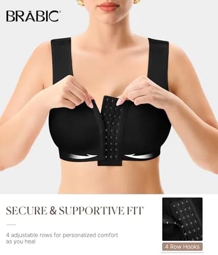 BRABIC Women's Post-Surgery Compression Bra with Front Closure & Adjustable Straps, Medium | Post-Mastectomy Support thumbnail 4
