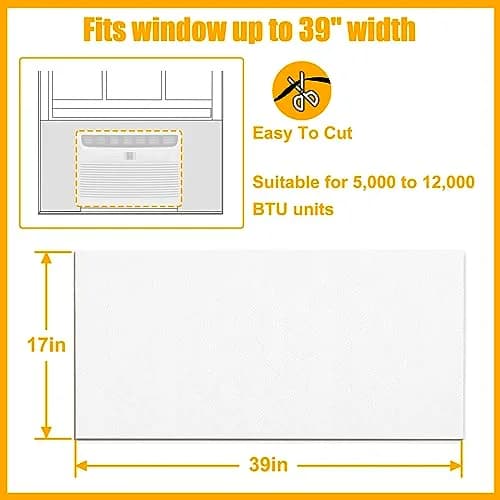 LBG Products Window Air Conditioner Side Panels White Full Surround AC Foam Panel for Indoor Units 39" x 17" | Insulation for All Seasons thumbnail 2