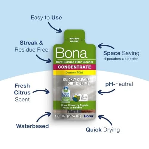Bona Multi-Surface Floor Cleaner Concentrate Lemon Mint Scent 4 fl oz (Makes 128 fl oz Total) | pH Neutral Formula for Stone, Tile, Laminate, Vinyl, Sealed Hardwood thumbnail 2