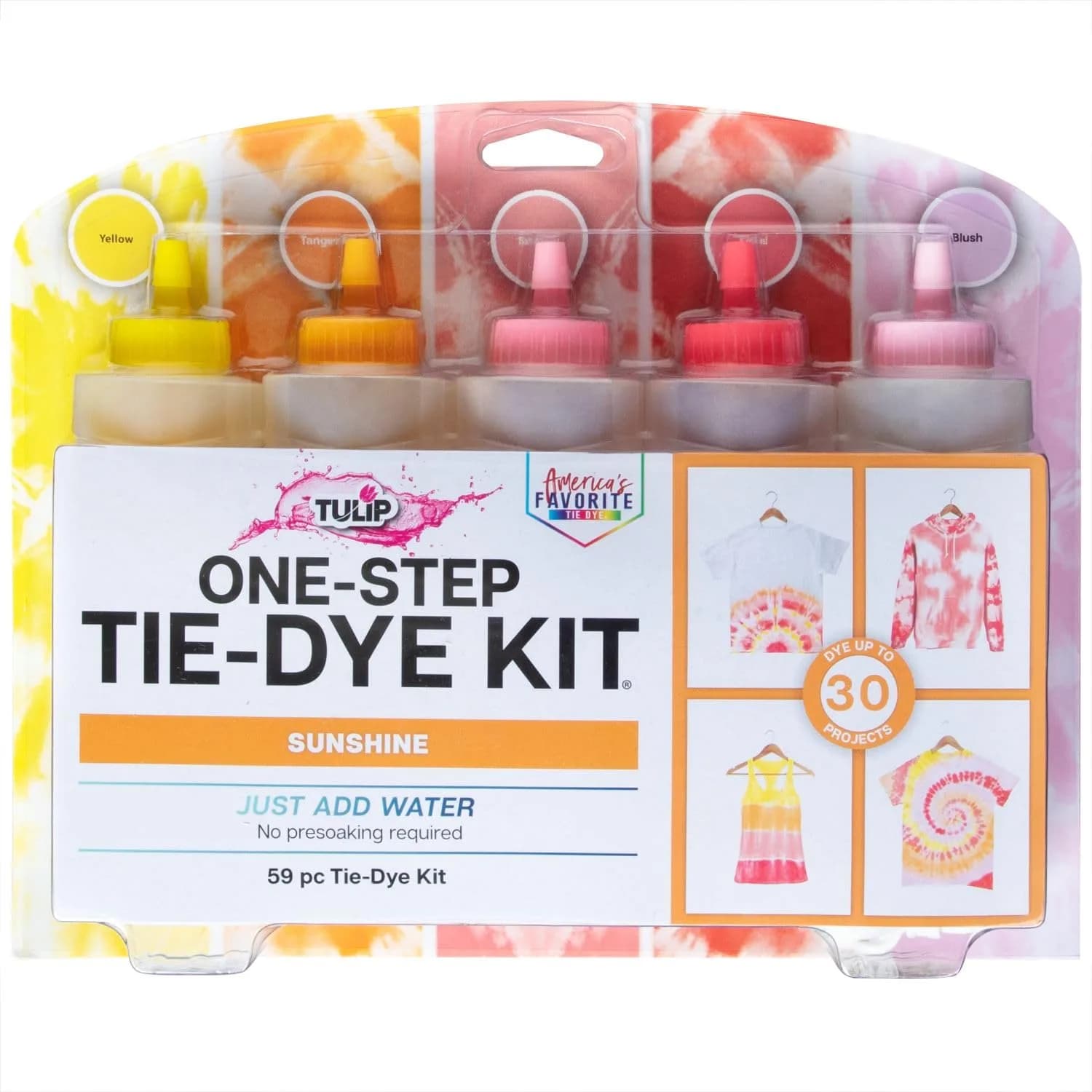 TULIP One-Step Tie-Dye Kit Sunshine | Permanent Fabric Dye for Cotton, Rayon, Wool, Linen (5 Bottles, 7.65 oz Total) - main product image