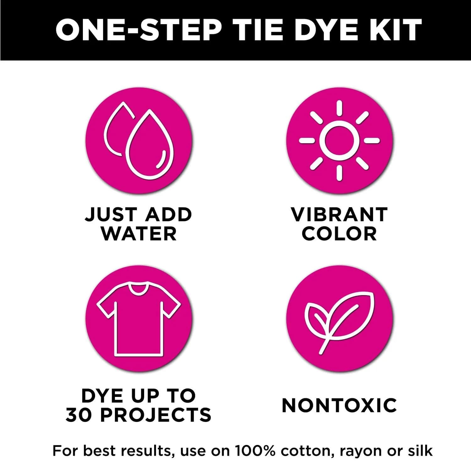 Tulip One-Step Tie-Dye Kit Tiara Pink & Purple Colors | Permanent Vibrant Fabric Dye for Cotton, Rayon, Silk (10 Bottles + 5 Refills) - view 3