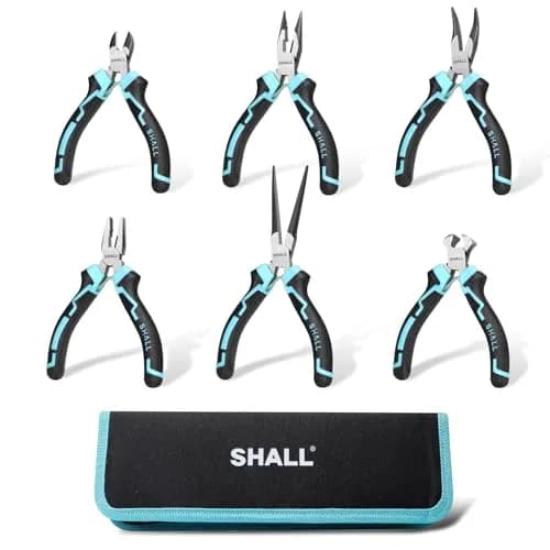 SHALL Mini Pliers Set, 6-Piece Small Pliers Tool Set Includes Needle Nose, Long Nose, Bent Nose, Diagonal, End Cutting & Linesman for Crafts & Repair | Compact & Durable thumbnail 1