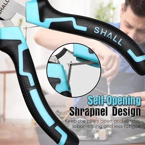 SHALL Mini Pliers Set, 6-Piece Small Pliers Tool Set Includes Needle Nose, Long Nose, Bent Nose, Diagonal, End Cutting & Linesman for Crafts & Repair | Compact & Durable thumbnail 4