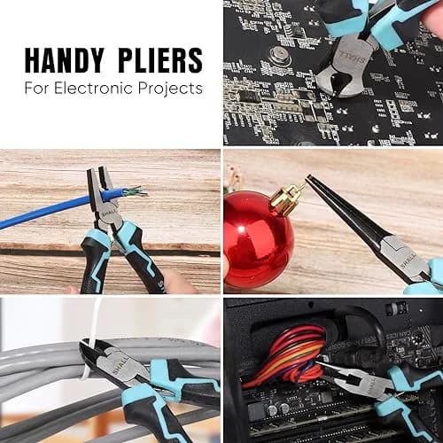 SHALL Mini Pliers Set, 6-Piece Small Pliers Tool Set Includes Needle Nose, Long Nose, Bent Nose, Diagonal, End Cutting & Linesman for Crafts & Repair | Compact & Durable thumbnail 6