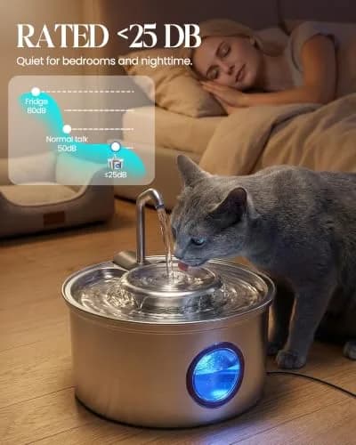 Hicuper Stainless Steel Cat Water Fountain 3.2L | Quiet Flow, Multi-Filter, Removable Bowl thumbnail 6