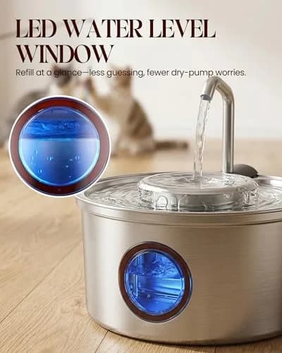 Hicuper Stainless Steel Cat Water Fountain 3.2L | Quiet Flow, Multi-Filter, Removable Bowl thumbnail 7