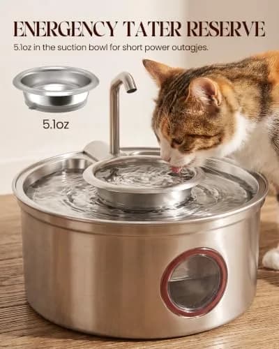 Hicuper Stainless Steel Cat Water Fountain 3.2L | Quiet Flow, Multi-Filter, Removable Bowl thumbnail 3