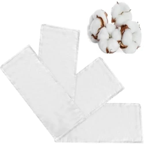 Cogetoro Organic 4 Pack Small Cotton Flannel Inserts for Castor Oil Pack Wrap | Reusable & Washable for Eyes, Neck, Elbow, Knee & Belly Button thumbnail 1